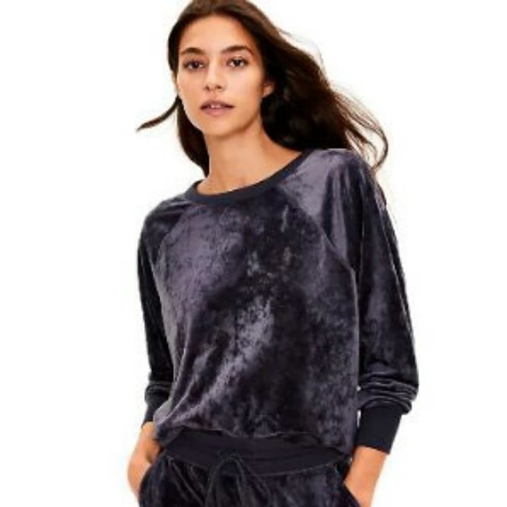 Lou & Grey Crushed Velour Sweatshirt In Grey size XS